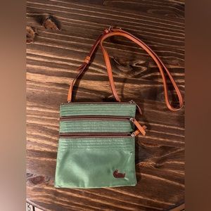 Dooney & Bourke Triple Zipper Nylon with Leather Trim Crossbody Bag